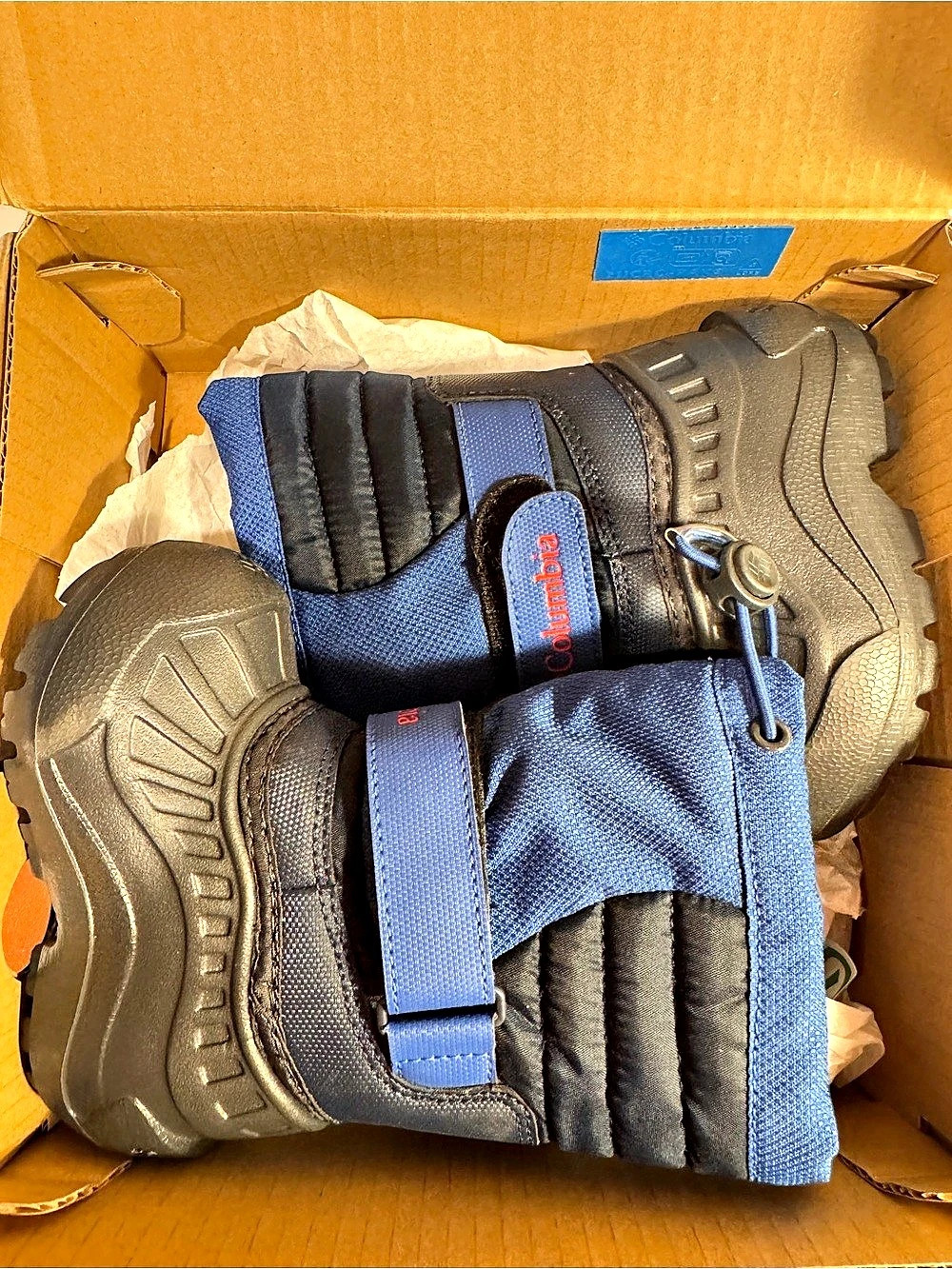 Columbia Powderbug Snowlite Kids Blue & Gray Boots